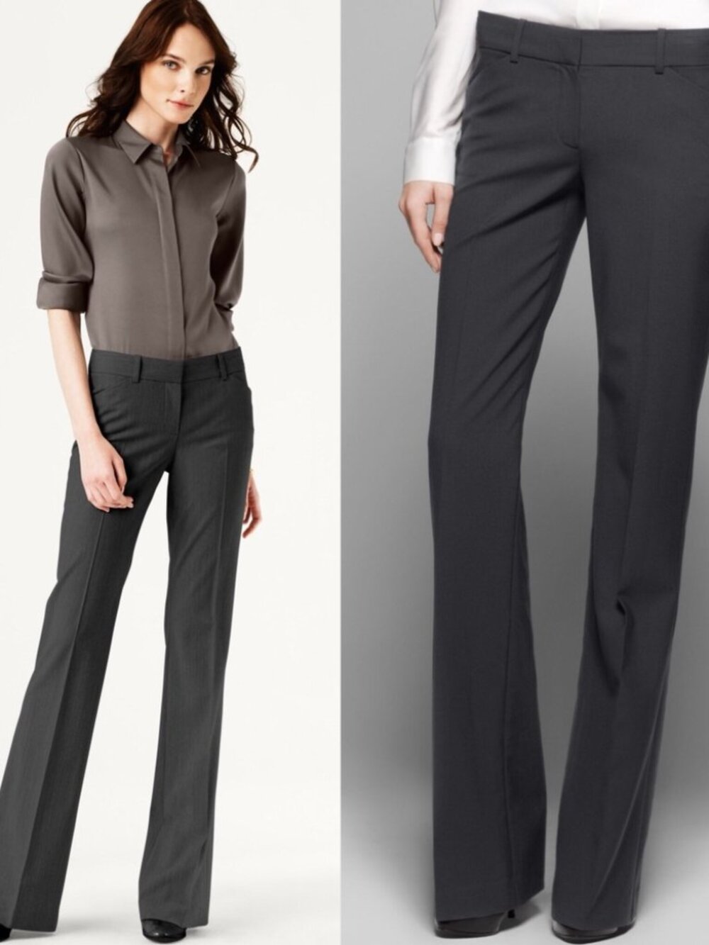 NWT Theory Max C Tailor Dress Suit Pants Stretch Grey Wool Bootcut Pants 6 8 M